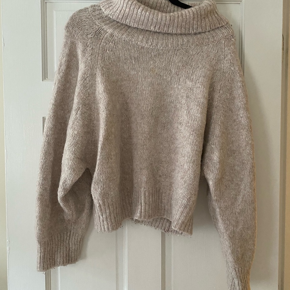 POV cowl neck sweater